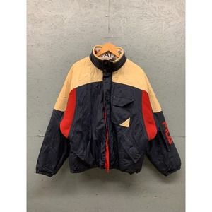 Fila Vintage Ski Jacket Mens XL Navy‎ Red Beige Puffer Retro 90s Colorblock
